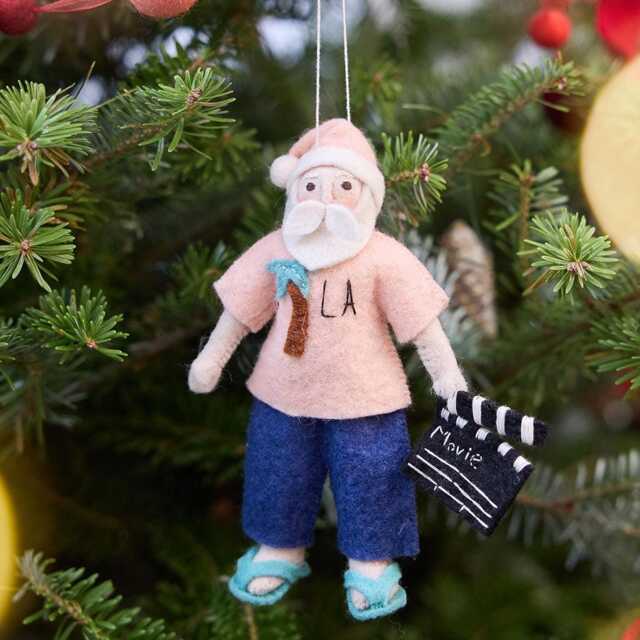 La Santa Ornament, Hand Felted Los Angeles Charm, Handmade Californian Christmas Decor - image 1