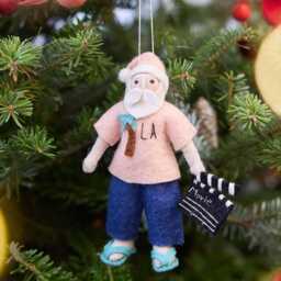 La Santa Ornament, Hand Felted Los Angeles Charm, Handmade Californian Christmas Decor - thumbnail 1