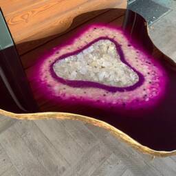 Amethyst Geode Coffee Table Handmade Resin Table With Gold Legs - thumbnail 2