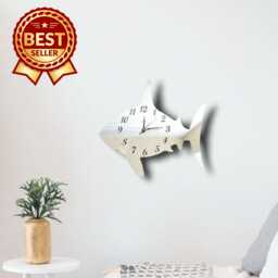 Shark Acrylic Clock - Many Colours Available - Bespoke Shapes & Sizes Made - thumbnail 1