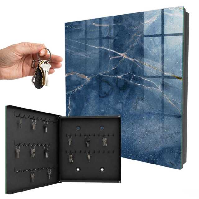 Blue Marble Key Cabinet For Home, Box Abstract Textures, Lovers Of Elegance & Nature - image 1