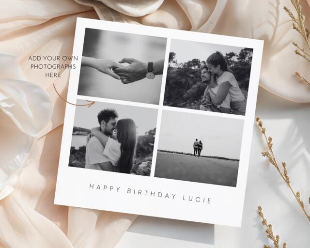 Personalised Photo Collage Card, Custom Birthday, Anniversary, Wedding, Memory, Minimalistic Gift, Girlfriend Boyfriend, Gift For Loved Ones - image 1