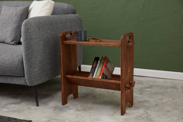 Narrow Solid Wood Side Table, Minimalist Bookcase Nightstand - image 1