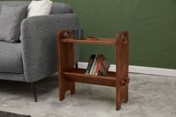 Narrow Solid Wood Side Table, Minimalist Bookcase Nightstand - thumbnail 1