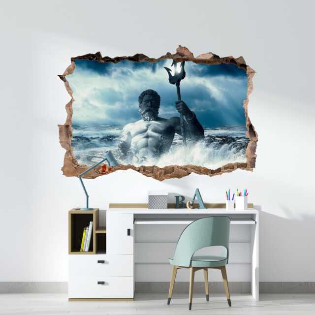 Poseidon Wall Decal Greek God Of The Sea Art Sticker Gaming Kids Room Decor - image 1