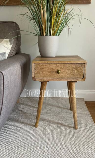 Mango Wood Bedside Table, Solid Natural Nightstand With Drawer - image 1