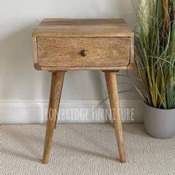 Mango Wood Bedside Table, Solid Natural Nightstand With Drawer - thumbnail 3