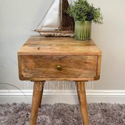 Mango Wood Bedside Table, Solid Natural Nightstand With Drawer - thumbnail 4