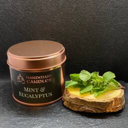 Mint & Eucalyptus Scented Candle, Handmade Soy Wax Tin Container, Valentines Day Gift, Lockdown Birthday Gift For Her Or Him - thumbnail 3