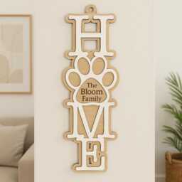 Paw Print Home Decor Plaque, Personalised Wooden Wall Art, Gift Idea For Pet Lover, Mothers Day Cat Mum, Birthday Dog Dad - thumbnail 1