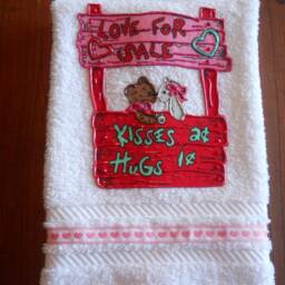 Appliqued Valentine's Day Hand Towel Kissing Booth Design - thumbnail 4