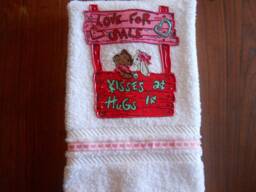 Appliqued Valentine's Day Hand Towel Kissing Booth Design