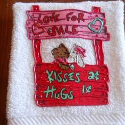 Appliqued Valentine's Day Hand Towel Kissing Booth Design - thumbnail 3