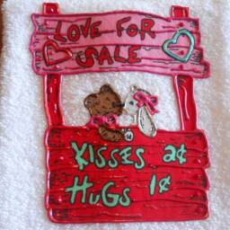 Appliqued Valentine's Day Hand Towel Kissing Booth Design - thumbnail 2