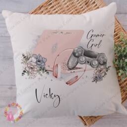 Personalised Gamer Cushion, Girl Gamer, Girl, Gift, Gift For Gaming Gift, Pc - thumbnail 2