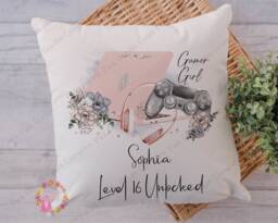 Personalised Gamer Cushion, Girl Gamer, Girl, Gift, Gift For Gaming Gift, Pc