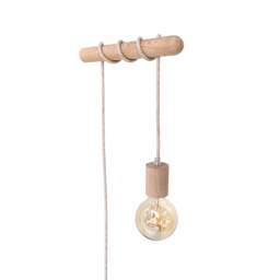 Wood Wall Sconce Light Minimal Hanging Lamp Wooden Geometric Pendant Lighting Modern Home Decor - thumbnail 2