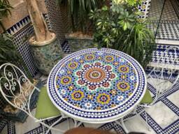Moroccan Table, Handmade Round Moroccan, Outdoor/Indoor Mosaic, Mosaic Multi Color, Moroccan Decor - thumbnail 1
