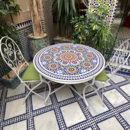 Moroccan Table, Handmade Round Moroccan, Outdoor/Indoor Mosaic, Mosaic Multi Color, Moroccan Decor - thumbnail 2