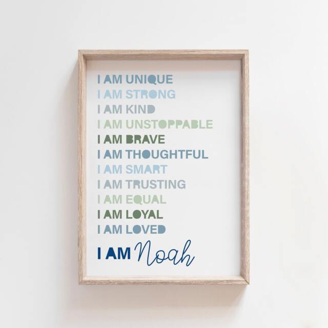 Positive Affirmation Print, Boys Bedroom, Motivational Poster, Wall Art, Playroom Inspirational Prints, Kids Art - image 1
