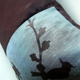 steel Blue Cardinal Pillow Faux Linen Floral Print, Brown Silk Back - 12x18 - thumbnail 4
