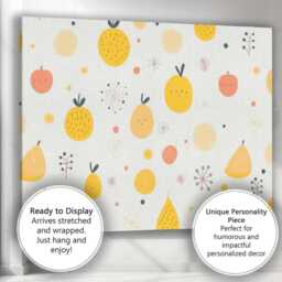 Cute Minimal Fruit Nursery Repeat Pattern Canvas Wall Art Print Decor Picture Ready To Hang - thumbnail 3