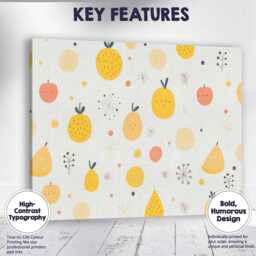 Cute Minimal Fruit Nursery Repeat Pattern Canvas Wall Art Print Decor Picture Ready To Hang - thumbnail 1