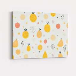 Cute Minimal Fruit Nursery Repeat Pattern Canvas Wall Art Print Decor Picture Ready To Hang - thumbnail 4