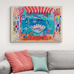 Raoul Dufy Palm Beach Print - Theater Curtain Art, Framed Canvas - thumbnail 2