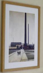 L.s. Lowry Art Print - Factory At Widnes Oak Finish Frame With Mount & Textured Image