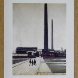 L S Lowry Art Print - Factory At Widnes Light Oak Finish Frame With White Mount & Textured Image - thumbnail 2