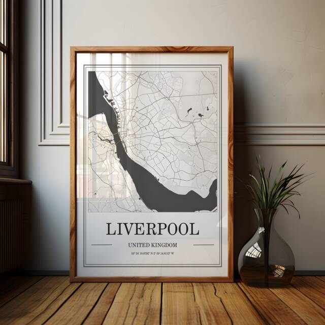 Liverpool Map Print Minimalist Black & White City Art - image 1