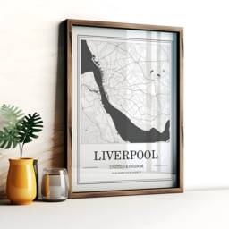 Liverpool Map Print Minimalist Black & White City Art - thumbnail 2