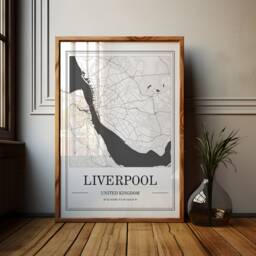 Liverpool Map Print Minimalist Black & White City Art - thumbnail 1