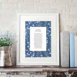 Custom Made Blue Floral Pattern Poem Print Framed Art Gift Wedding Personalised Use Your Own Words Perennial Flax - thumbnail 3