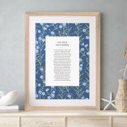 Custom Made Blue Floral Pattern Poem Print Framed Art Gift Wedding Personalised Use Your Own Words Perennial Flax - thumbnail 2