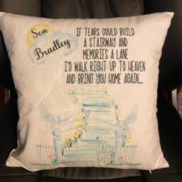 Personalised Stairway To Heaven Memorial Cushion, 2 Colours , in Memory Of A Loved One - thumbnail 3