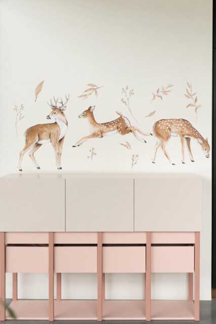 Woodland Deer Wall Sticker Trio Neutral Nursery Decor - image 1