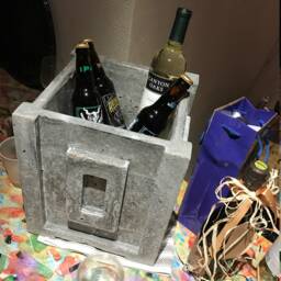 "Concrete+Recycled Glass Planter Or Party Cooler, Flowerpot ""4Square Squared" - thumbnail 2