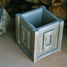 "Concrete+Recycled Glass Planter Or Party Cooler, Flowerpot ""4Square Squared" - thumbnail 3