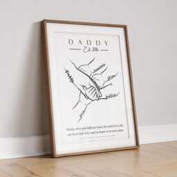 Personalised Daddy Handprint Art, Father's Day Gift, Father & Kids Line Art Print - thumbnail 3