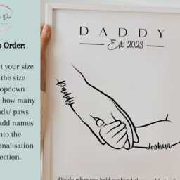 Personalised Daddy Handprint Art, Father's Day Gift, Father & Kids Line Art Print - thumbnail 4