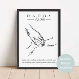 Personalised Daddy Handprint Art, Father's Day Gift, Father & Kids Line Art Print - thumbnail 2
