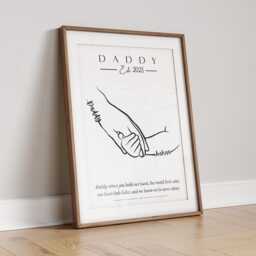 Personalised Daddy Handprint Art, Father's Day Gift, Father & Kids Line Art Print - thumbnail 1