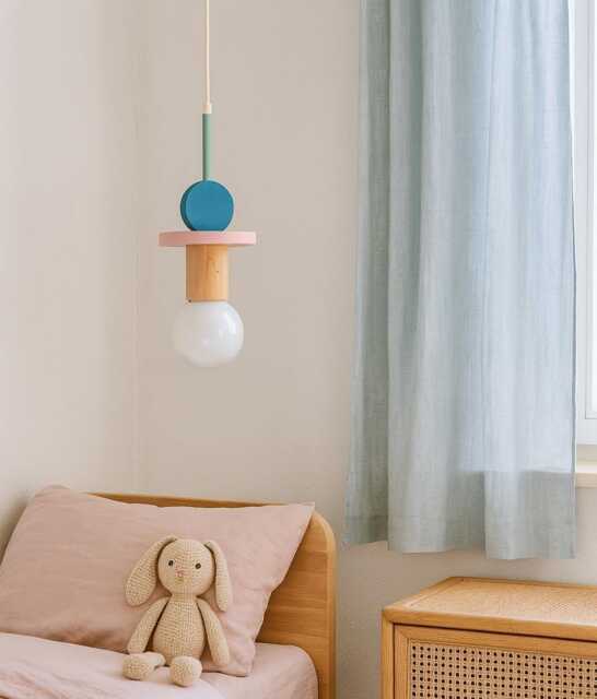 Charming Wood Chandelier For Stylish Nursery Decor, Adorable Hanging Lamp Baby's Room Decor - image 1