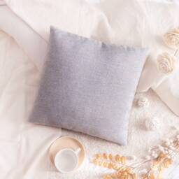 Light Grey Silver Pillow, Decorative Throw Pillow Cover, Cushion Accent Linen Blend Sparkles Boutique Modern Pillows - thumbnail 2