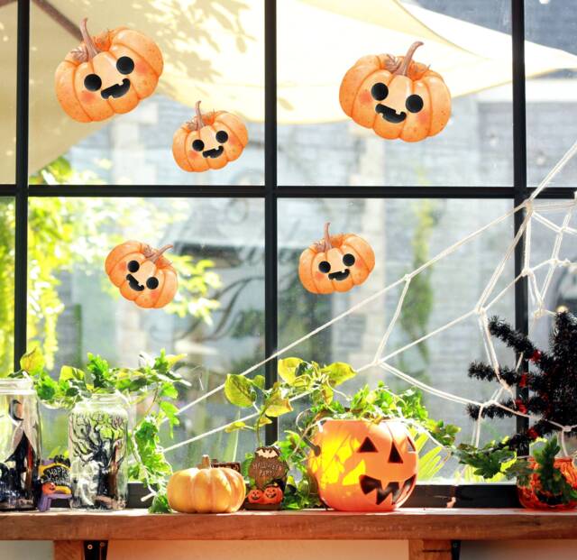 Pumpkin Halloween Window Wall Stickers, Decorations, Decals Spooky Vinyl Removable Peel & Stick - image 1