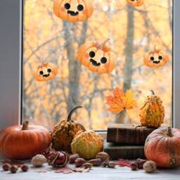Pumpkin Halloween Window Wall Stickers, Decorations, Decals Spooky Vinyl Removable Peel & Stick - thumbnail 2