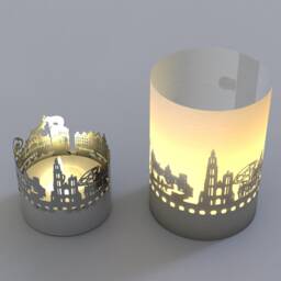Antwerp Skyline Gift Tube Shadow Play - Beautiful Souvenir Candle With Silhouette Projection Perfect For Fans - thumbnail 3