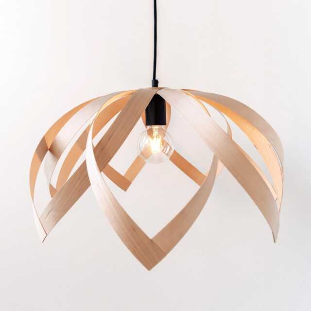 Wooden Pendant Lamp Skaed - Birch Wood Handmade Scandinavian Design - image 1